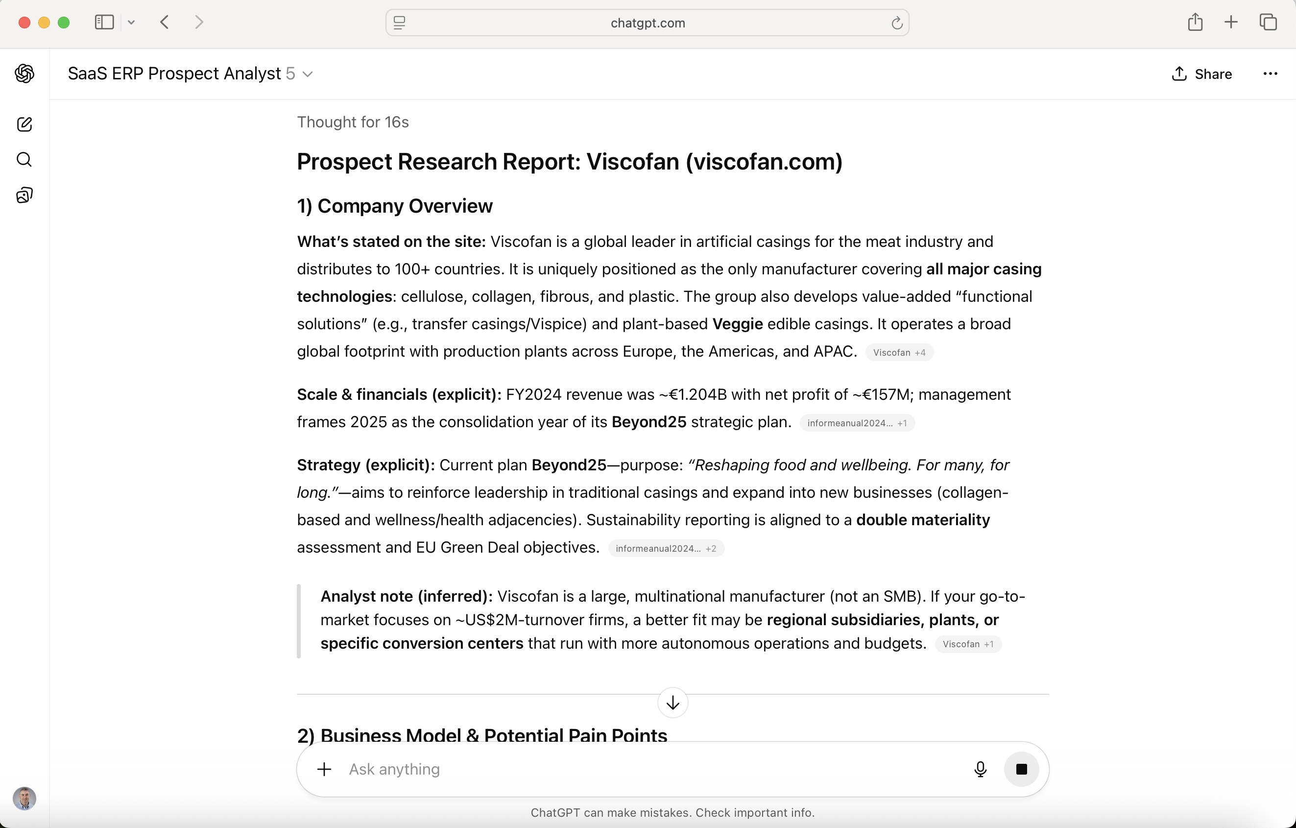 I reviewed the generated report